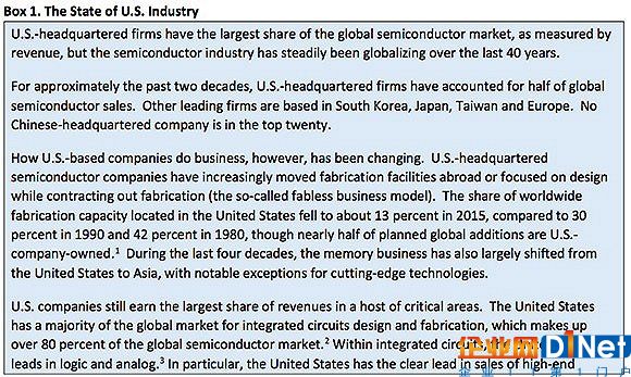 圖片來源：Ensuring Long-Term US Leadership in Semiconductors報告P5中所描述的美國半導體行業現狀