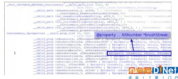 IDA Pro顯示了UserSummary類的方法和屬性