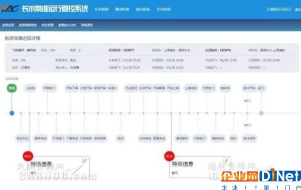 這是昆明長水國際機場運行管理控制系統“長水常準”。通過這個系統，我們可以利用電腦、手機等終端實時查詢每個航班在各個保障環節的運行狀況，掌握運行動態，然后對相關數據進行交互分析，實現航班進程的精確管控，從而合理分配機位資源，統籌優化保障力量，提升航班正常水平。此外，相關數據的采集匯總，也為云南機場集團推進大數據聯合運行平臺建設，實現大數據驅動下的安全和安保工作打下了基礎。