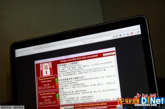 勒索病毒WannaCry利用Windows操作系統445端口存在的漏洞進行傳播，并具有自我復制、主動傳播的特性。勒索病毒感染用戶計算機后，將對計算機中的文檔、圖片等實施高強度加密，并向用戶勒索贖金。目前，安全業界暫未能有效破除該勒索軟的惡意加密行為，用戶主機一旦被勒索軟件滲透，只能通過重裝操作系統的方式來解除勒索行為，但用戶重要數據文件不能直接恢復。圖為2017年5月13日，一臺位于北京的筆記本電腦屏幕上顯示的勒索病毒界面。